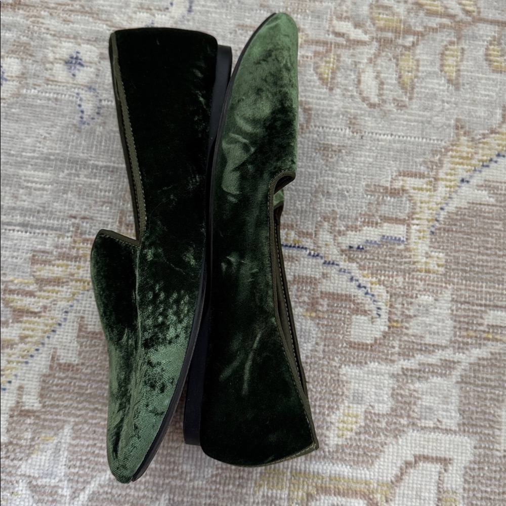 Birdies The Heron forest green velvet flats size 7.5 - Picture 2 of 8